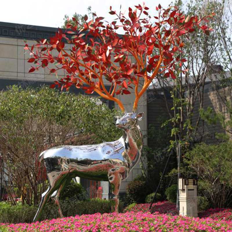 不銹鋼鹿，不銹鋼雕塑，不銹鋼鹿定制