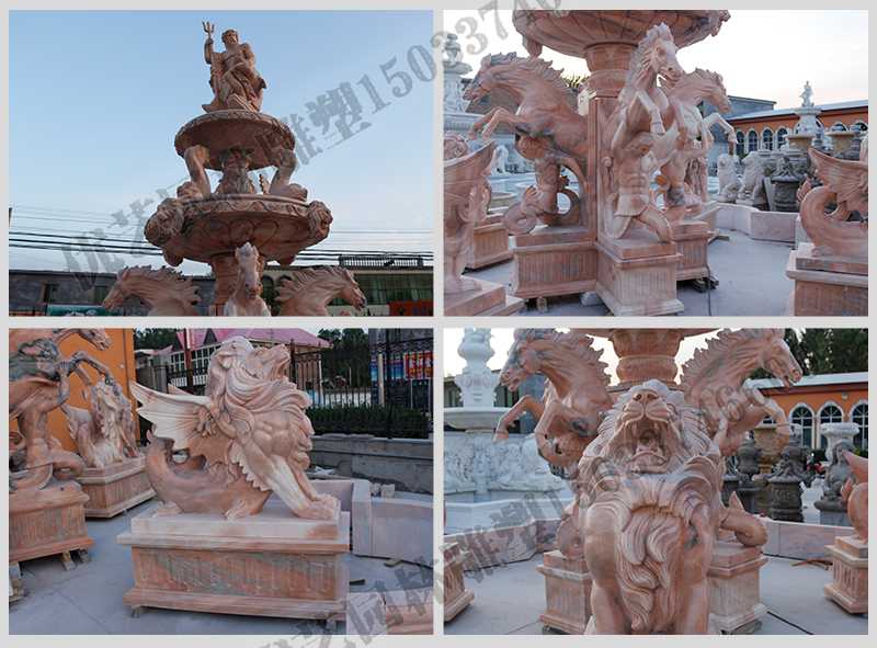 大理石景觀噴泉，石雕噴泉廠家，歐式人物動物噴泉