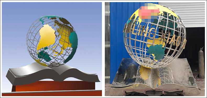 不銹鋼地球，景觀地球雕塑，學校地球儀擺件