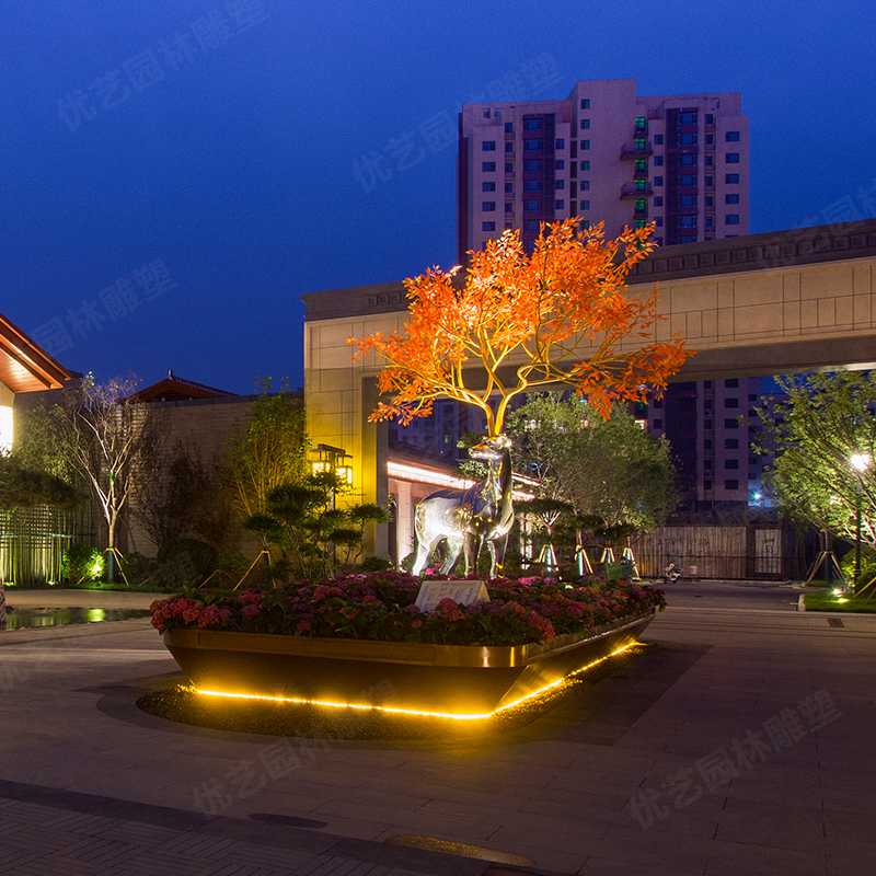 不銹鋼鹿，不銹鋼雕塑廠家，定制不銹鋼雕塑