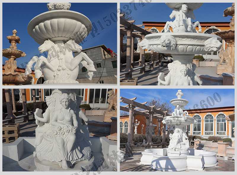 大理石噴泉，歐式人物動物噴泉，室外景觀噴泉定制